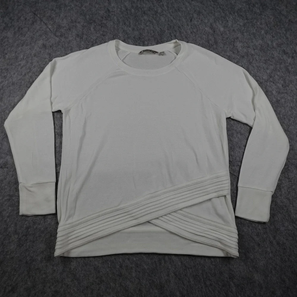 Athleta Sweatshirt Women Medium White Serenity Criss Cross Long Sleeve Pullover